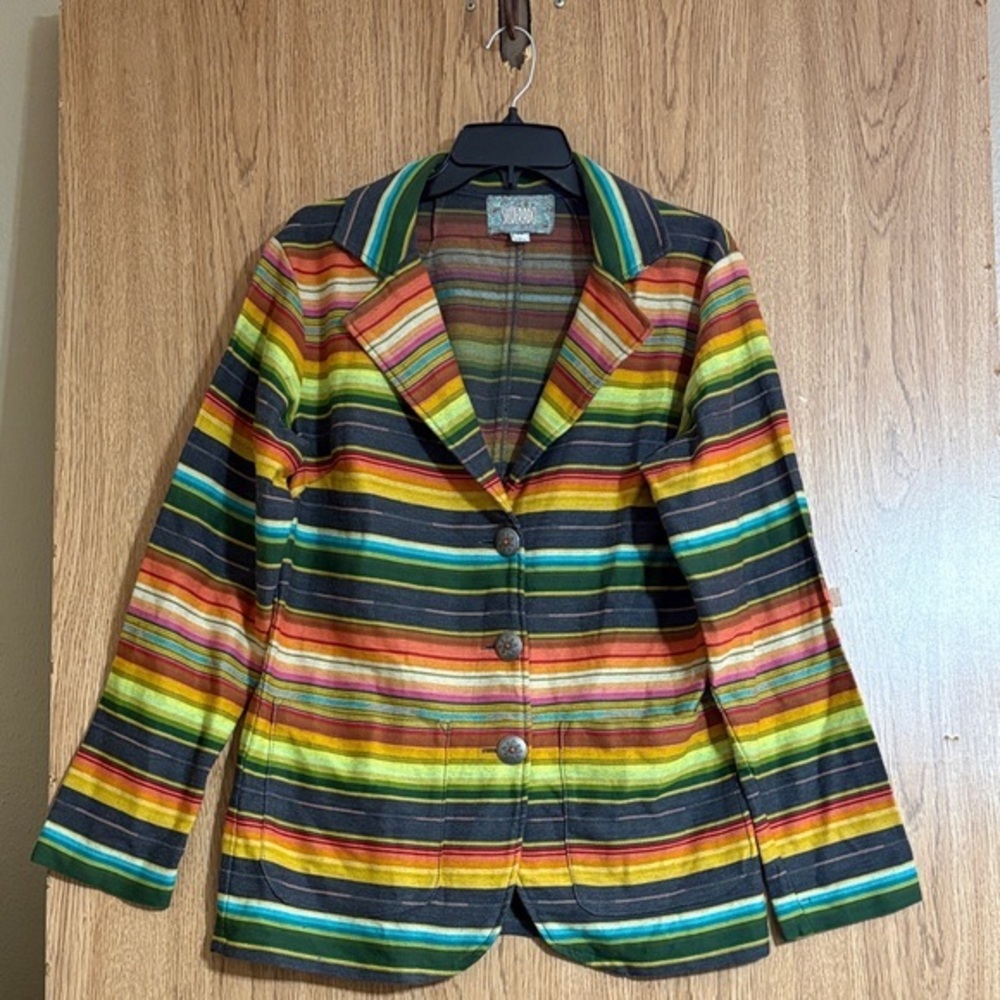 Multicolor Striped Blazer Jacket - Vibrant Women's Suit Jacket